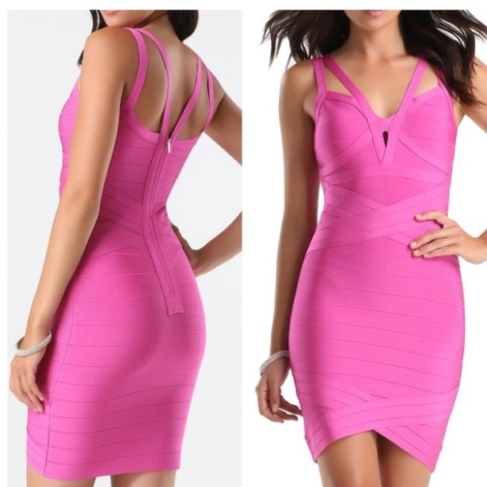 Hot pink bandage Bebe dress